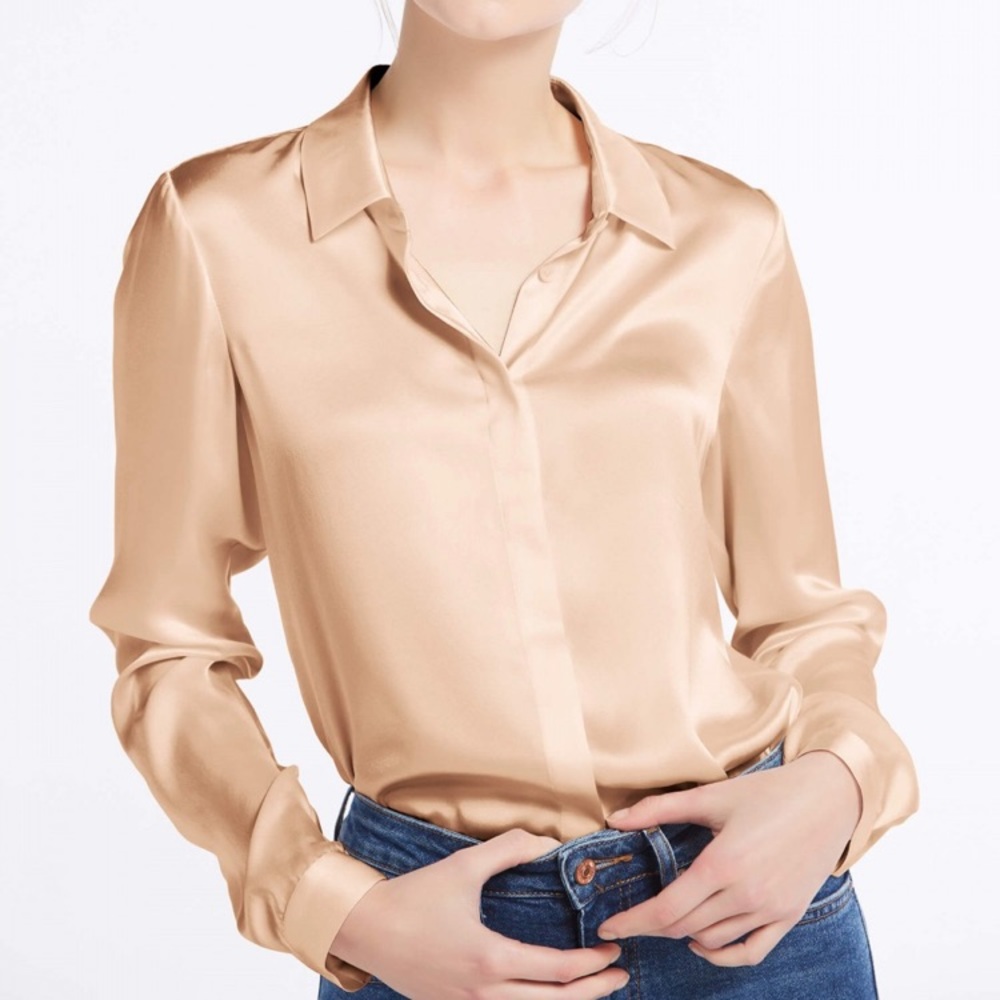 Lilysilk Camel Button Down Blouse